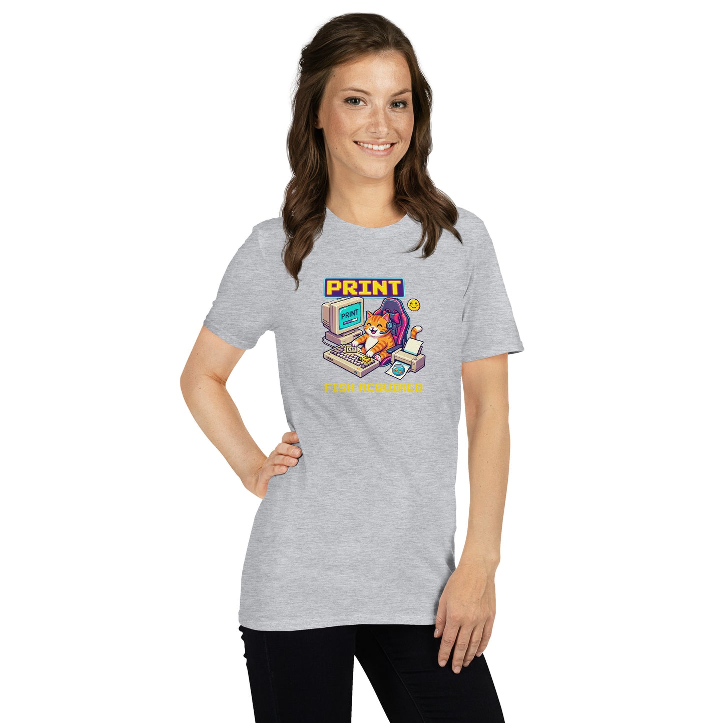 Cat themed graphic tee with funny print