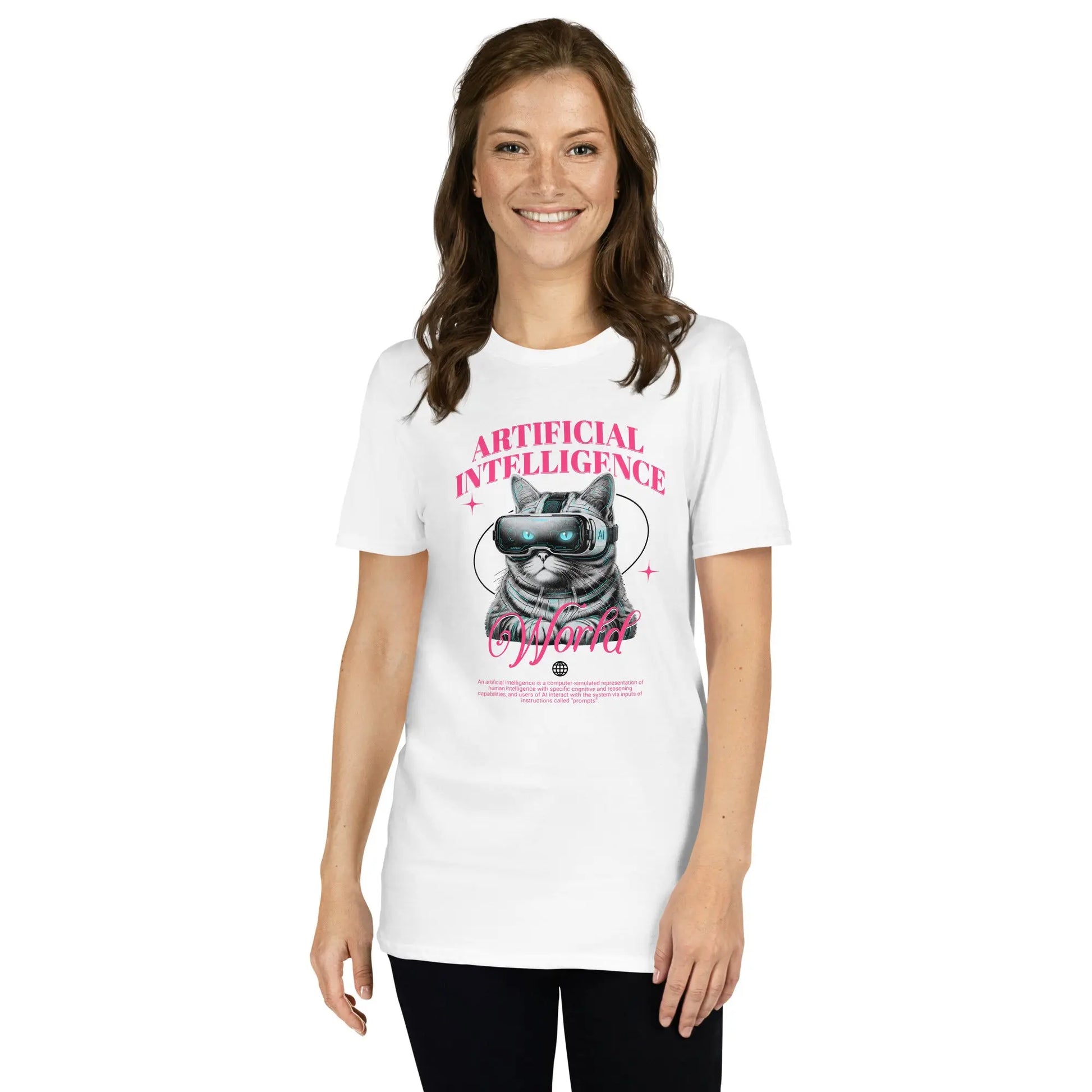 Cat themed graphic tee with AI print