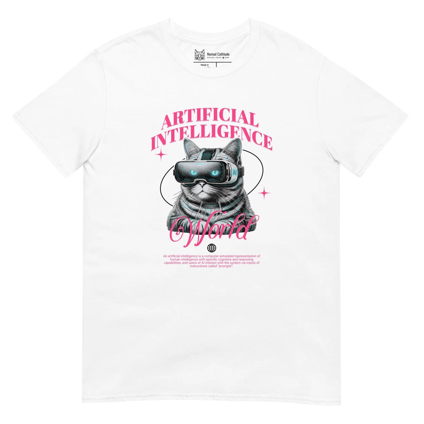 Cat themed graphic tee with AI print