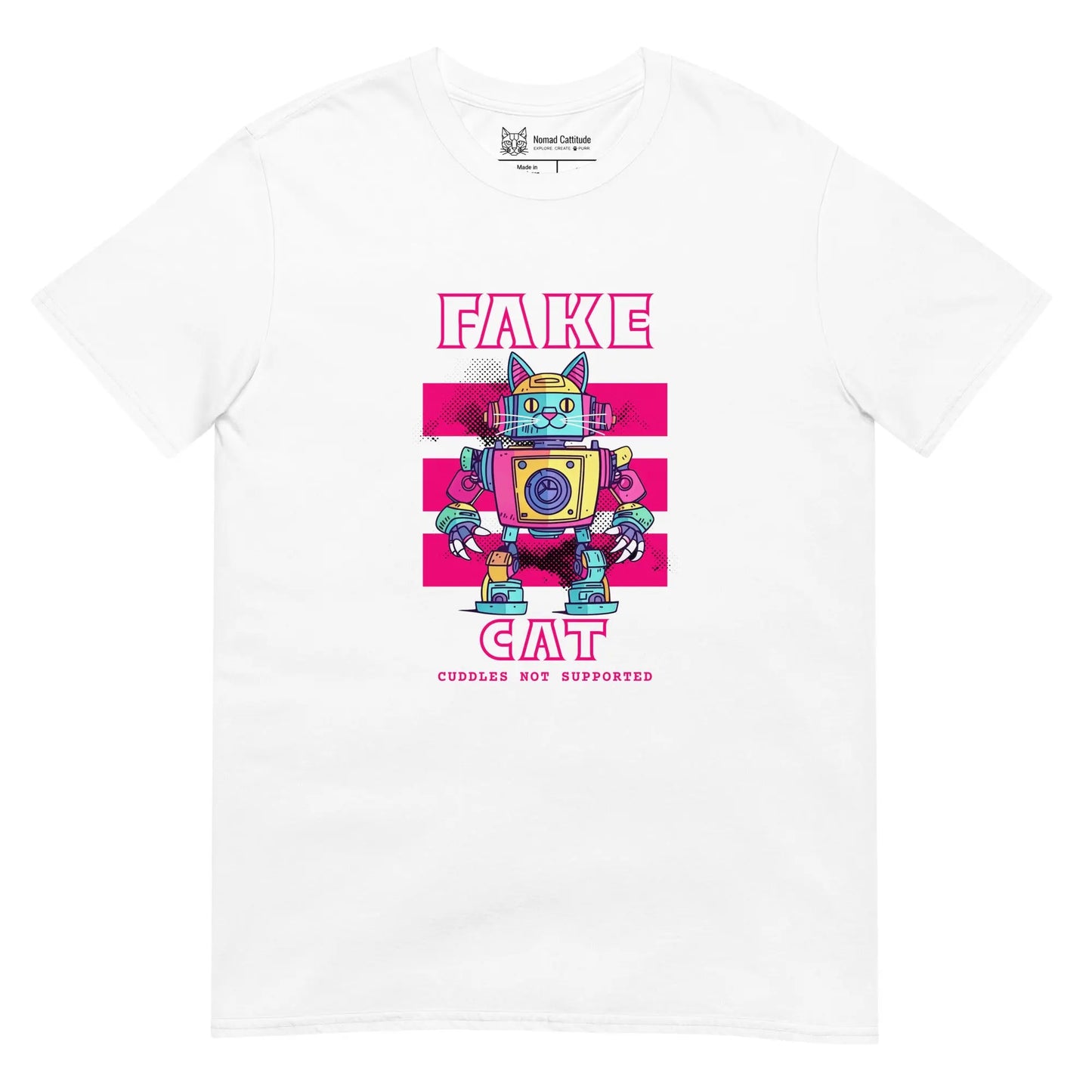 Cat themed graphic tee with fake cat print