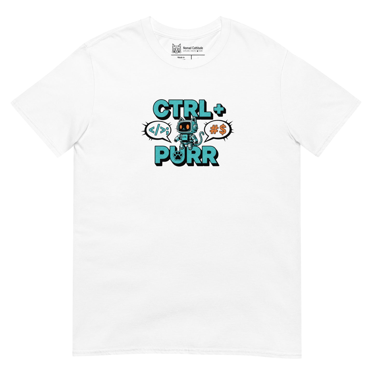 Cat themed graphic tee with funny print