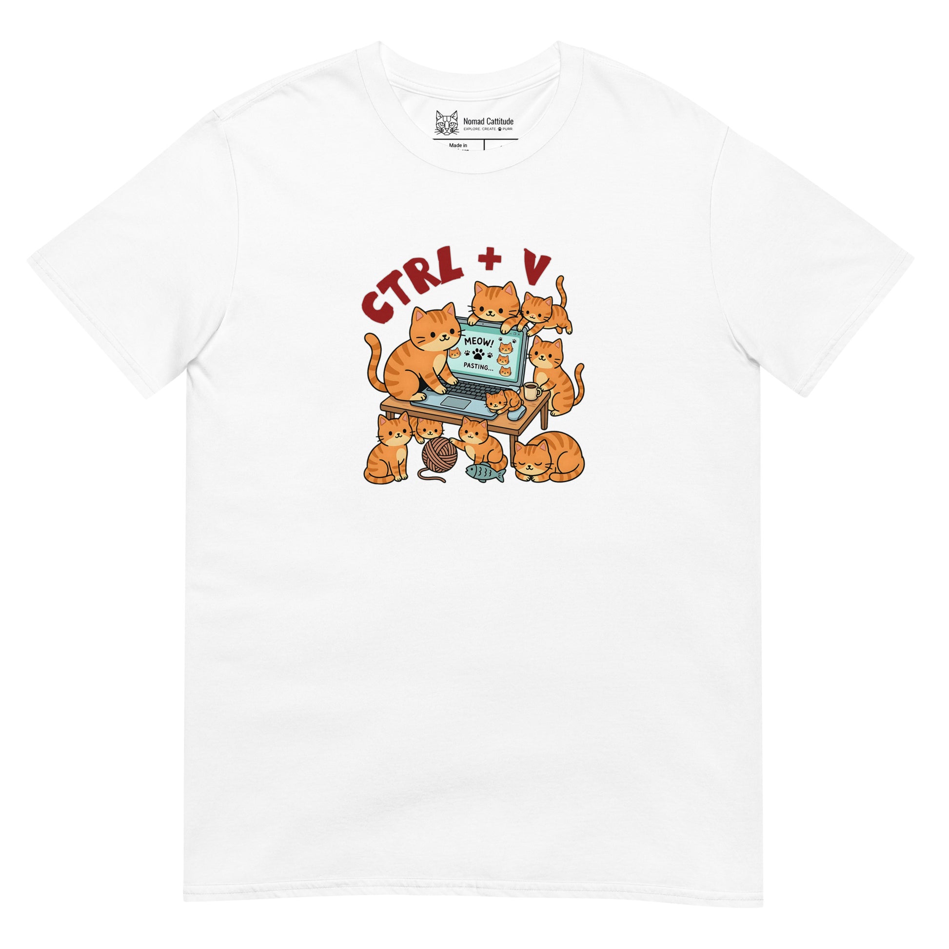 Cat themed graphic tee with funny print