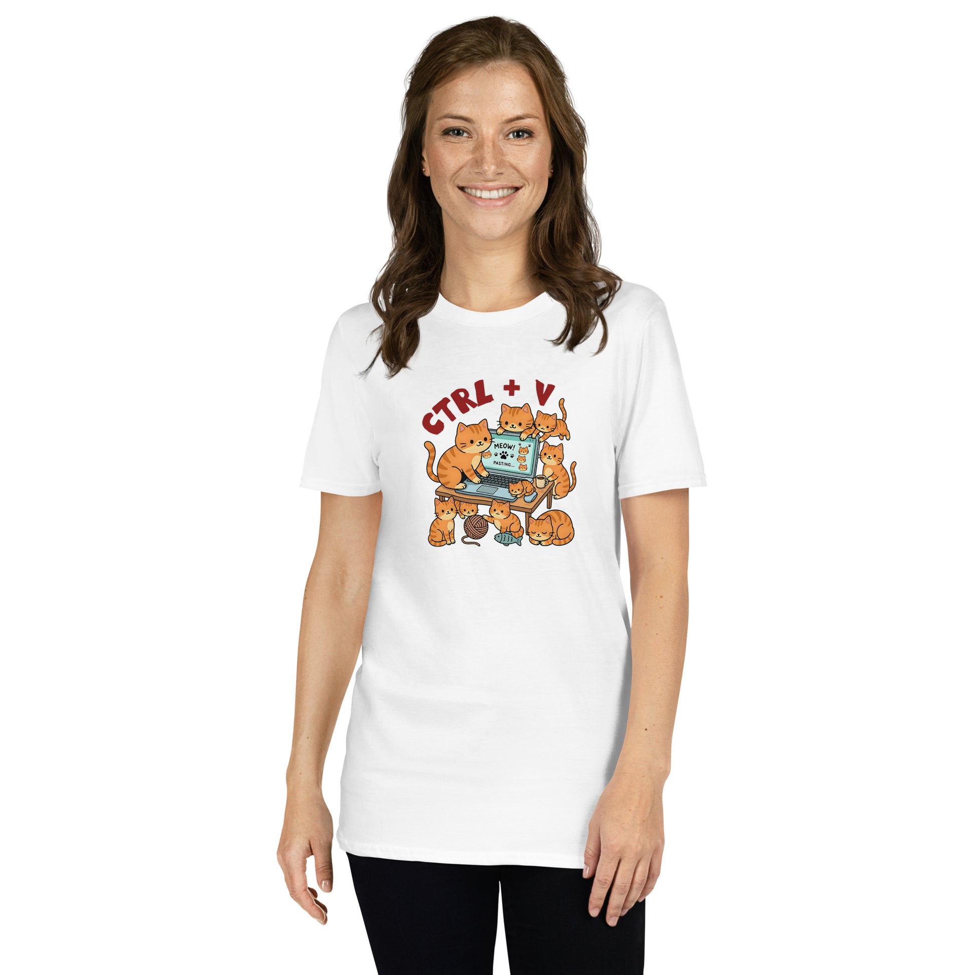 Cat themed graphic tee with funny print