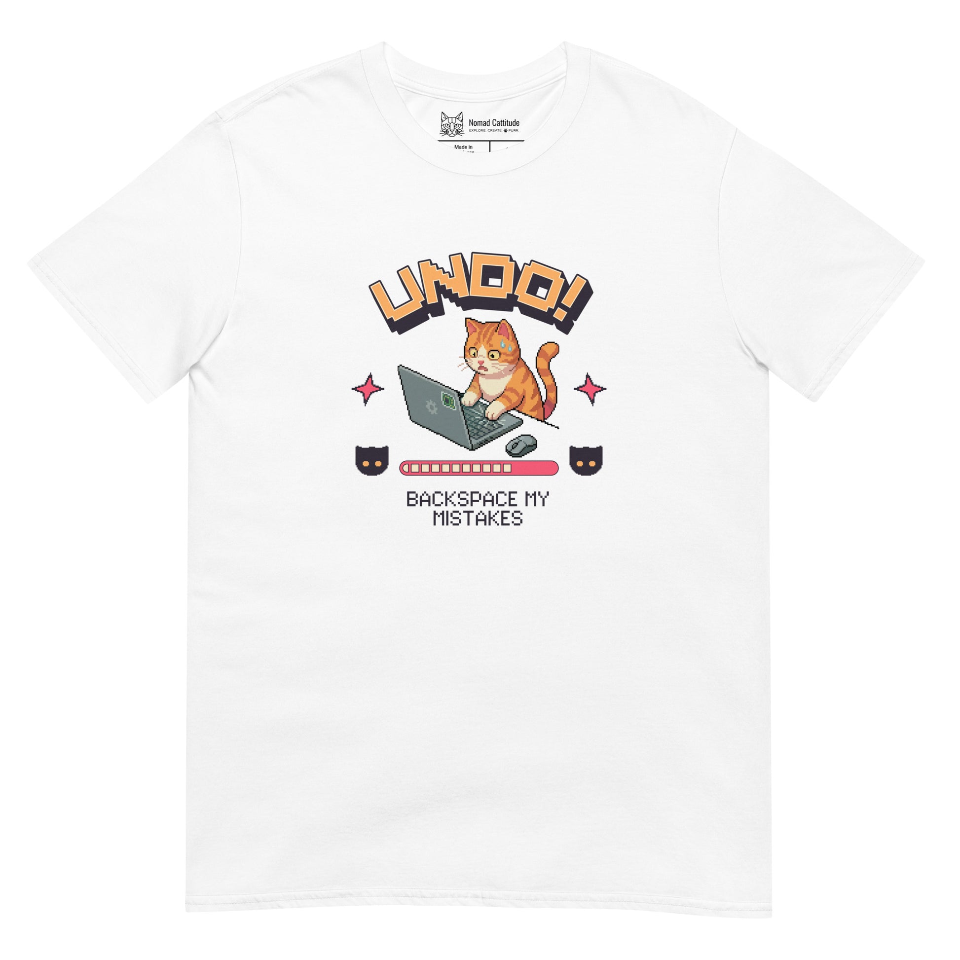 Cat themed graphic tee with funny print